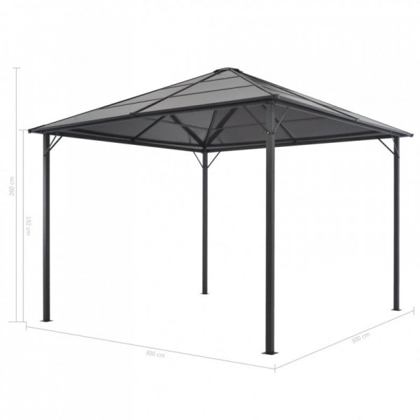 Altana ogrodowa z zadaszeniem, aluminiowa, 3 x 3 m, antracytowa