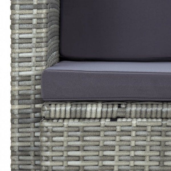 2-osobowa sofa ogrodowa z poduszkami, polirattan, szara