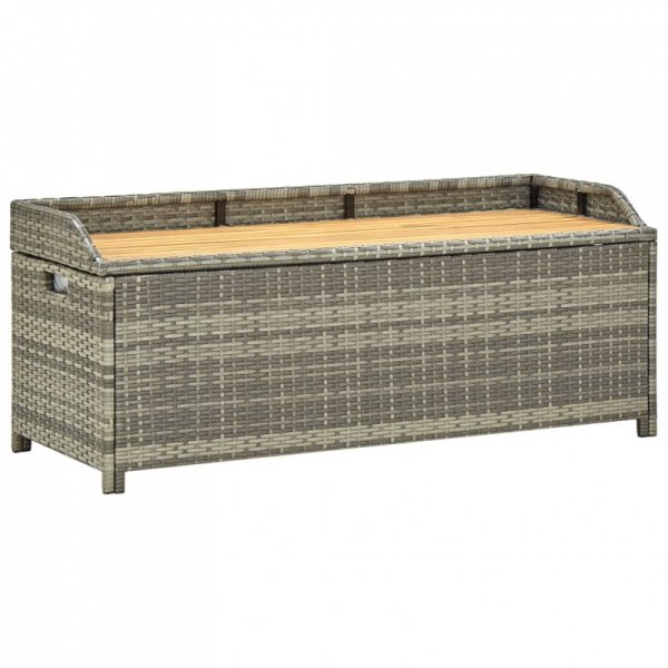 Ławka ogrodowa ze schowkiem, 120 cm, polirattan, szara
