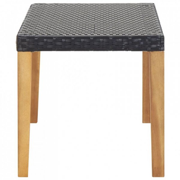 Ławka ogrodowa, 120 cm, czarna, polirattan i drewno akacjowe