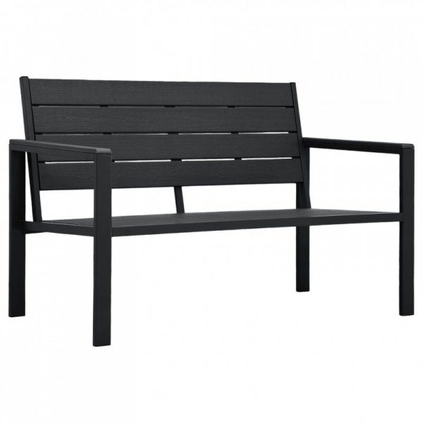 Ławka ogrodowa, 120 cm, czarna, HDPE o wyglądzie drewna