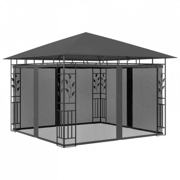 Altana ogrodowa z moskitierą, 3x3x2,73 m, antracytowa, 180 g/m²