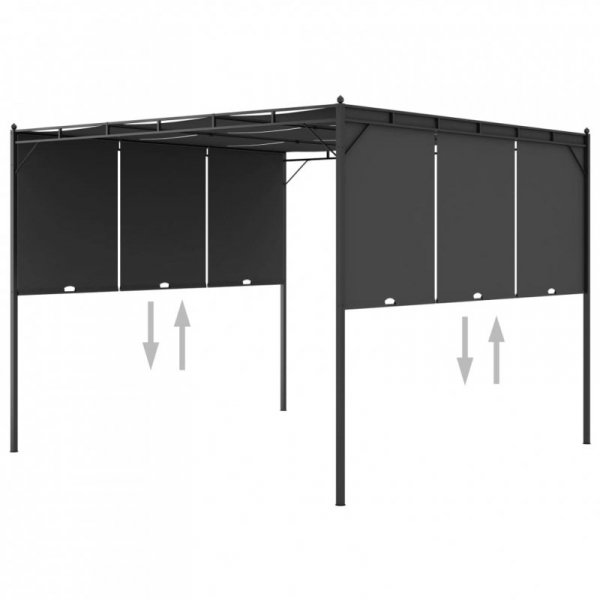 Altana ogrodowa z zasłoną boczną, 3 x 3 x 2,25 m, antracytowa
