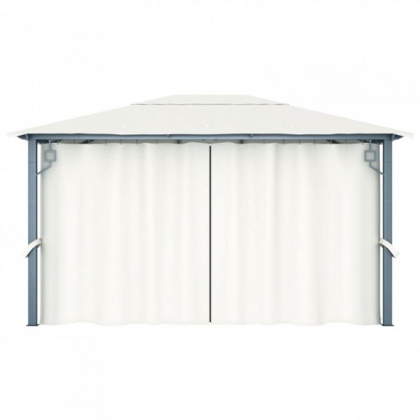 Altana ogrodowa z zasłonami, 400 x 300 cm, kremowa, aluminium