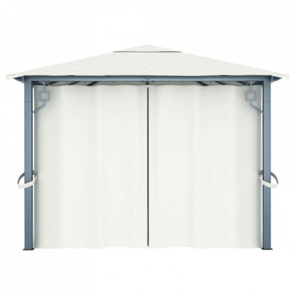 Altana ogrodowa z zasłonami, 400 x 300 cm, kremowa, aluminium