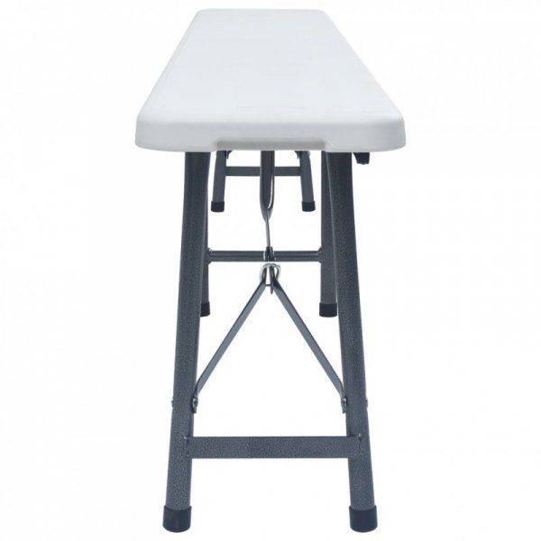 Składane ławki ogrodowe, 2 szt., 180 cm, HDPE, białe