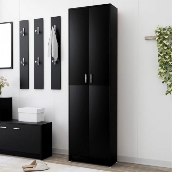 Szafa do przedpokoju czarna 55x25x189cm materiał drewnopochodny