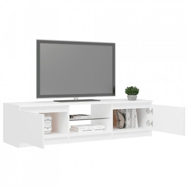 Szafka pod TV z oświetleniem LED, biała, 140 x 40 x 35,5 cm