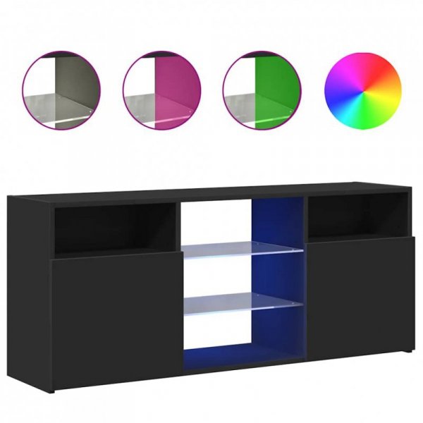 Szafka TV z oświetleniem LED, czarna, 120x30x50 cm