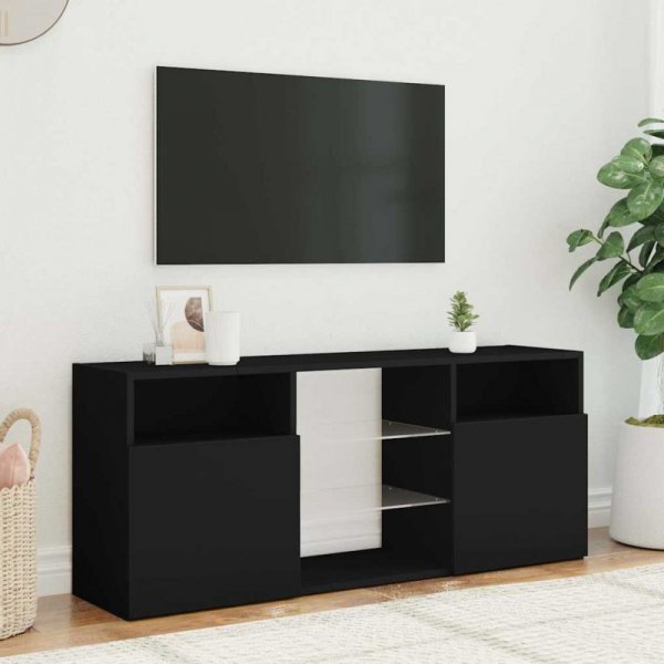 Szafka TV z oświetleniem LED, czarna, 120x30x50 cm