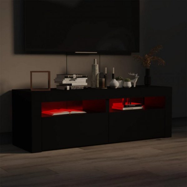 Szafka pod TV z oświetleniem LED, czarna, 120x35x40 cm