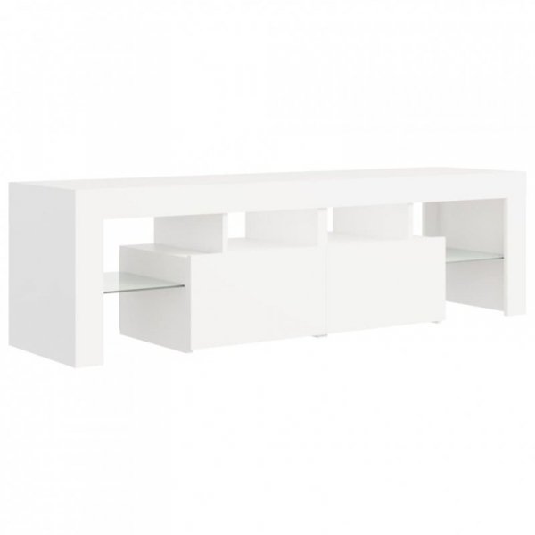 Szafka pod TV z oświetleniem LED, biała, 140x36,5x40 cm