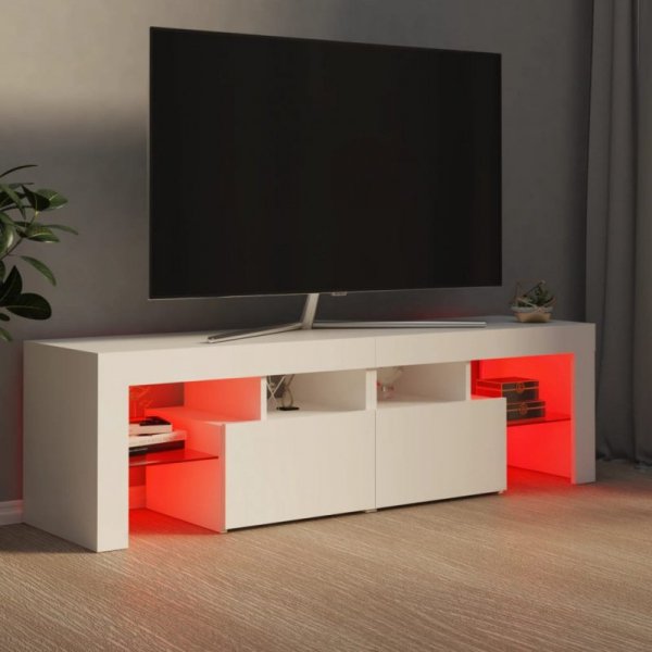 Szafka pod TV z oświetleniem LED, biała, 140x36,5x40 cm