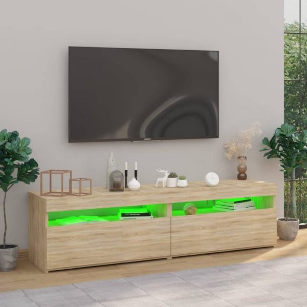 Szafki pod TV z LED, 2 szt., dąb sonoma, 75x35x40 cm