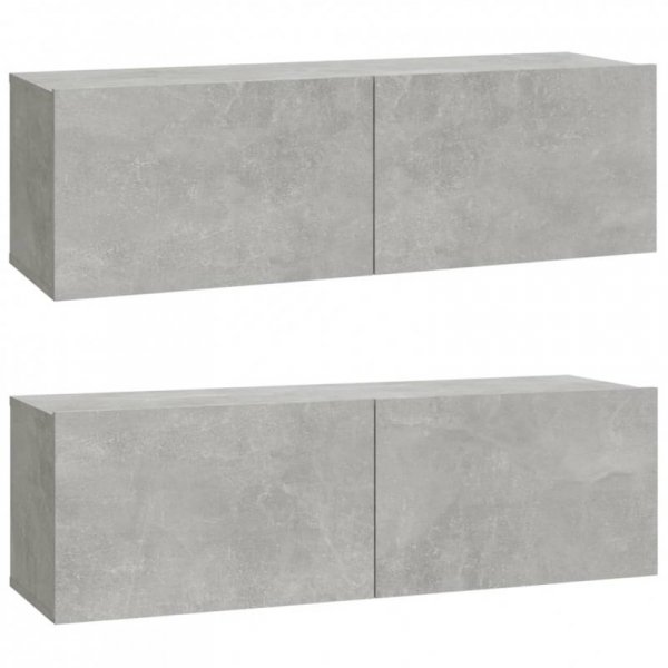Szafki ścienne pod TV, 2 szt., betonowa szarość, 100x30x30 cm