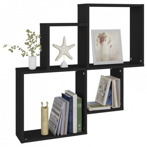 Półka ścienna kostki, czarna 80x15x78,5 materiał drewnopochodny