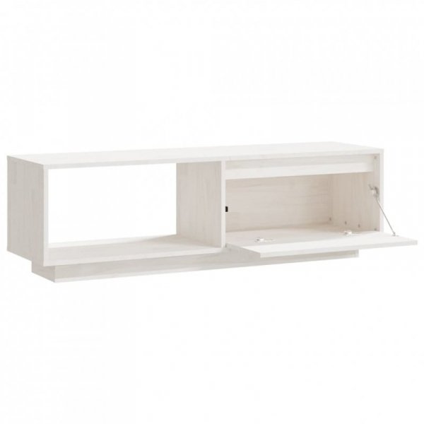 Szafka pod telewizor, biała 110x30x33,5 cm, lite drewno sosnowe