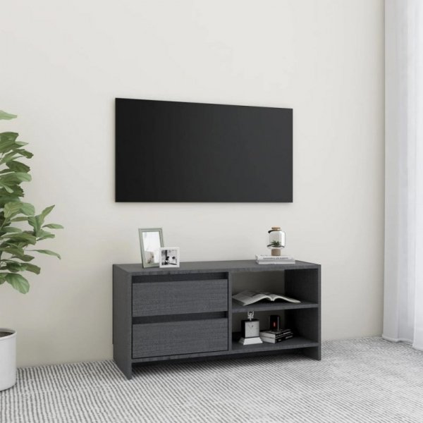 Szafka pod telewizor, szara, 80x31x39 cm, lite drewno sosnowe