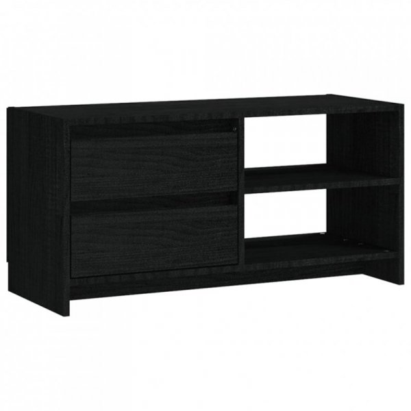 Szafka pod telewizor, czarna, 80x31x39 cm, lite drewno sosnowe