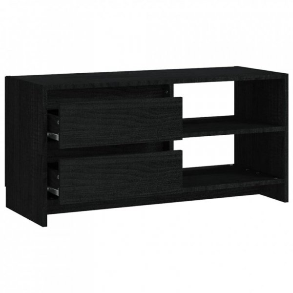 Szafka pod telewizor, czarna, 80x31x39 cm, lite drewno sosnowe