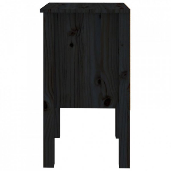 Szafki nocne, 2 szt., czarny, 40x35x61,5cm, lite drewno sosnowe