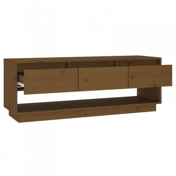 Szafka pod TV, miodowy brąz 110,5x34x40 cm, lite drewno sosnowe