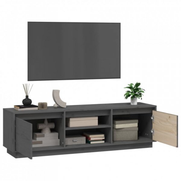 Szafka pod telewizor, szara, 140x35x40 cm, lite drewno sosnowe