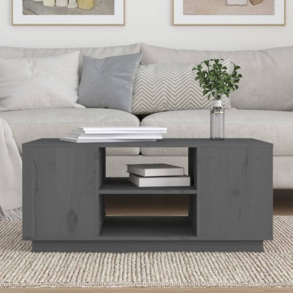 Stolik kawowy, szara, 90x49x40,5 cm, lite drewno sosnowe