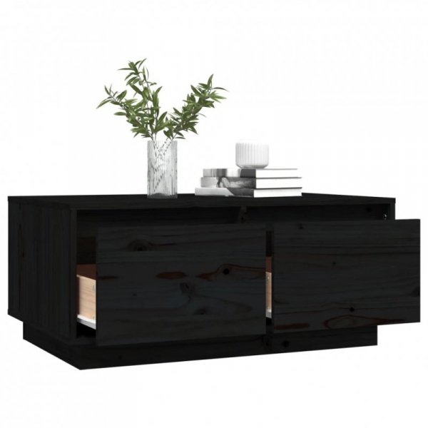Stolik kawowy, czarny, 80x50x35 cm, lite drewno sosnowe