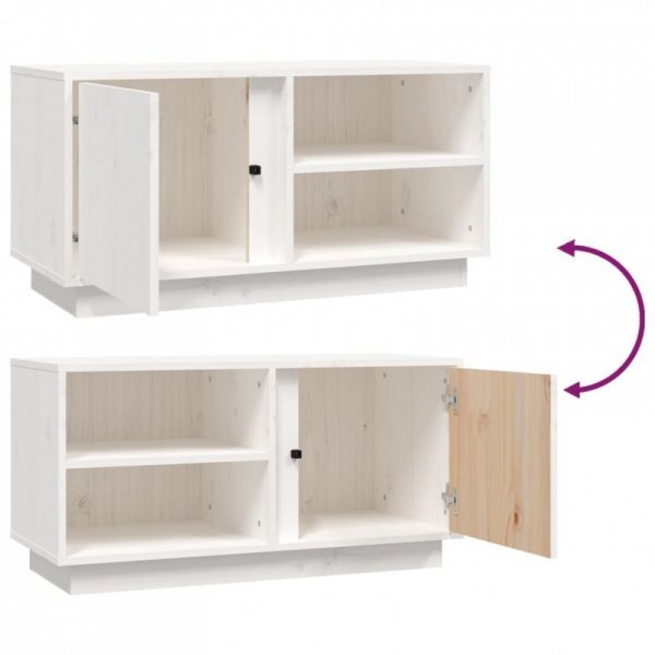 Szafka pod telewizor, biała, 80x35x40,5 cm, lite drewno sosnowe