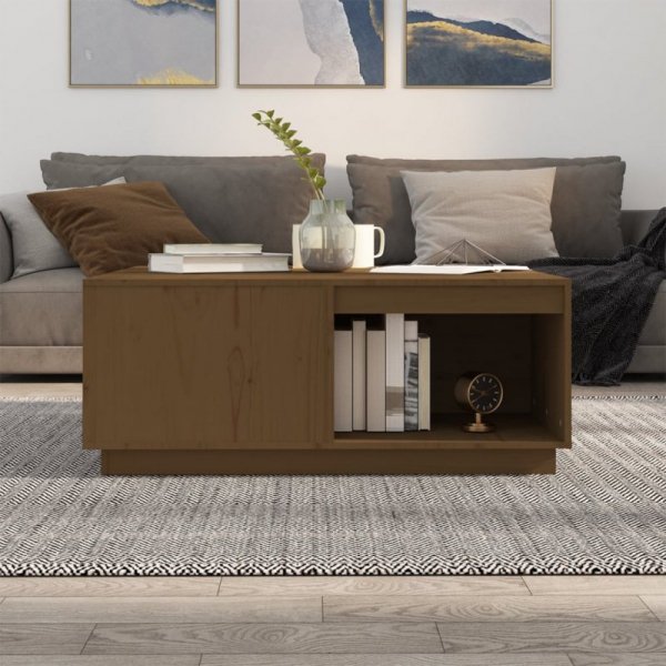 Stolik kawowy, miodowy brąz 100x10x40 cm lite drewno sosnowe
