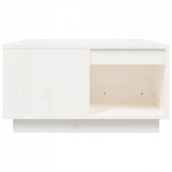 Stolik kawowy, biały, 60x61x32,5 cm, lite drewno sosnowe
