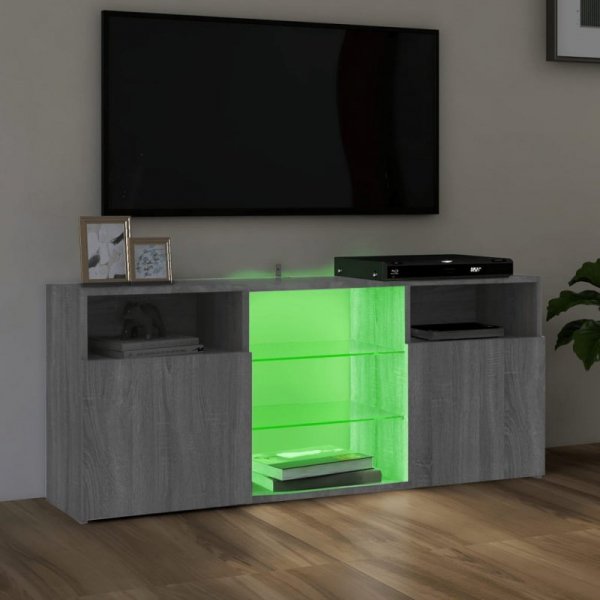 Szafka TV z oświetleniem LED, szary dąb sonoma, 120x30x50 cm