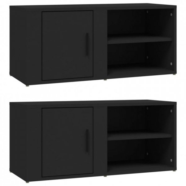 Szafki pod telewizor, 2 szt., czarne, 80x31,5x36,5 cm