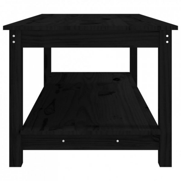 Stolik kawowy, czarny, 110x55x45 cm, lite drewno sosnowe