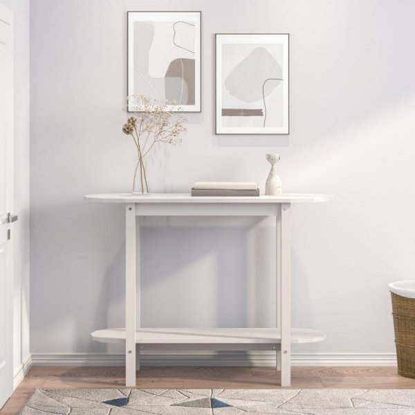 Stolik konsolowy, biały, 110x40x80 cm, lite drewno sosnowe