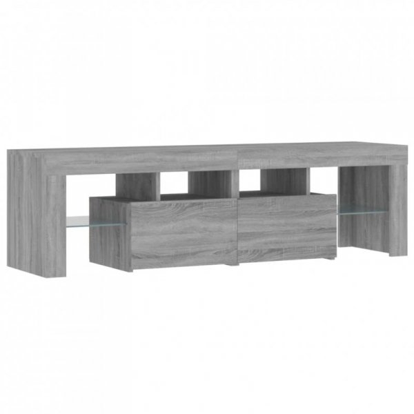 Szafka TV z oświetleniem LED, szary dąb sonoma, 140x36,5x40 cm