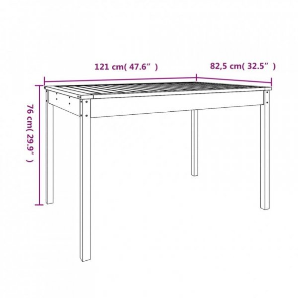 Stolik ogrodowy, 121x82,5x76 cm, lite drewno sosnowe