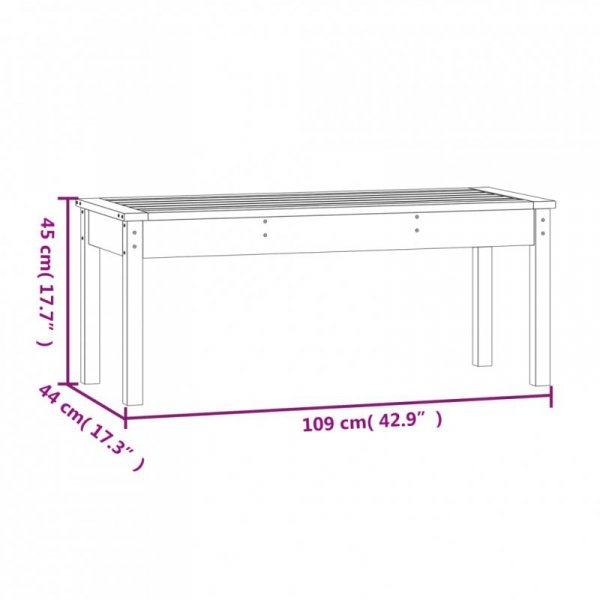 Ławka ogrodowa, szara, 109x44x45 cm, lite drewno sosnowe