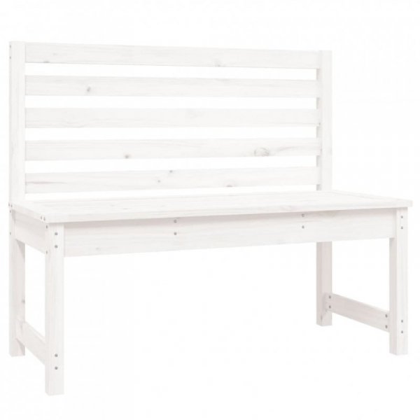 Ławka ogrodowa, biała, 109 cm, lite drewno sosnowe