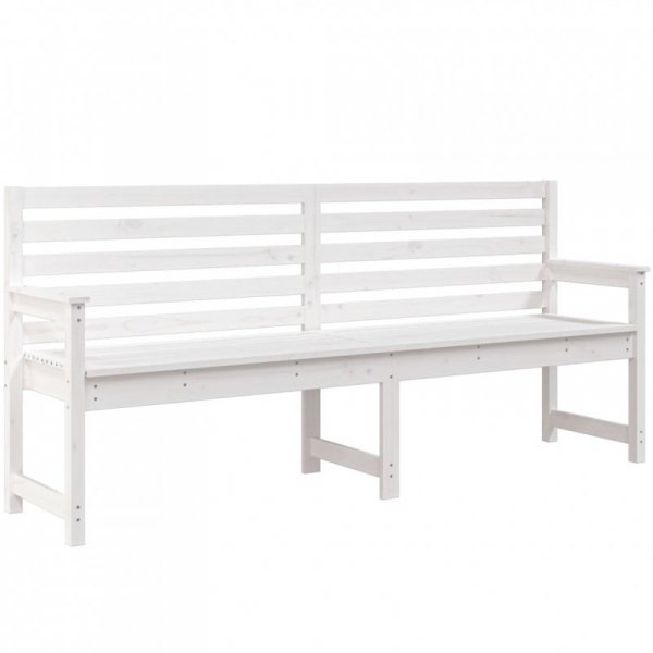 Ławka ogrodowa, biała, 203,5x48x91,5 cm, lite drewno sosnowe