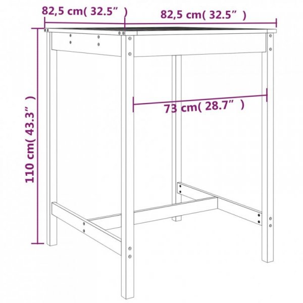Stolik ogrodowy, 82,5x82,5x110 cm, lite drewno daglezjowe