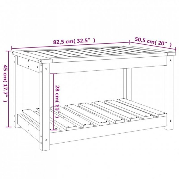Stolik ogrodowy, 82,5x50,5x45 cm, lite drewno sosnowe
