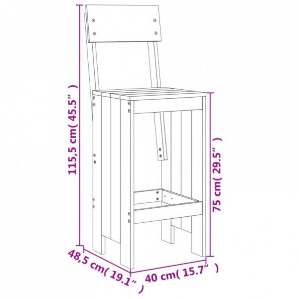 Stołki barowe, 2 szt., białe, 40x48,5x115,5 cm, drewno sosnowe