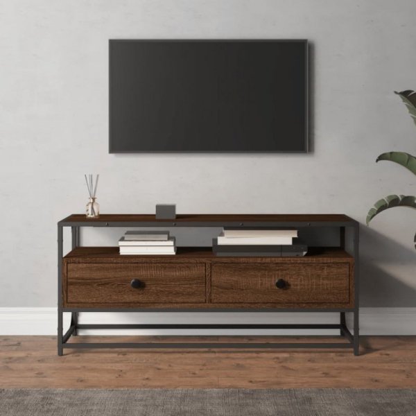 Szafka pod telewizor, brązowy dąb, 100x35x45 cm