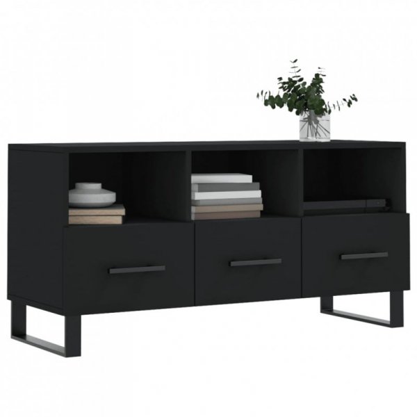 Szafka pod TV, czarna, 102x36x50 cm, materiał drewnopochodny