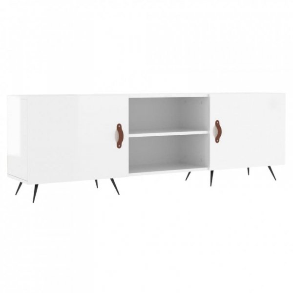 Szafka pod TV, wysoki połysk, biała, 150x30x50 cm