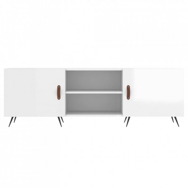 Szafka pod TV, wysoki połysk, biała, 150x30x50 cm