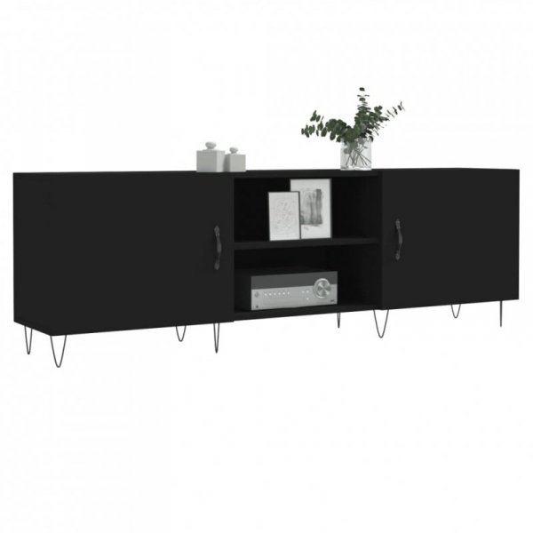 Szafka pod TV, czarna, 150x30x50 cm, materiał drewnopochodny