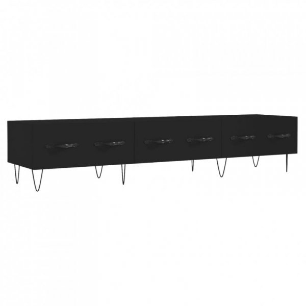 Szafka pod TV, czarna, 150x36x30 cm, materiał drewnopochodny